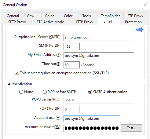 Set Gamil SMTP Account